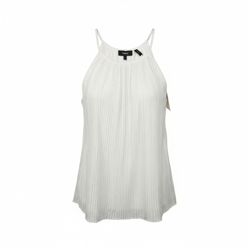 Theory Halter Top Womens S Lace Pleated Cami Designer Summer Chic Capsule Luxury